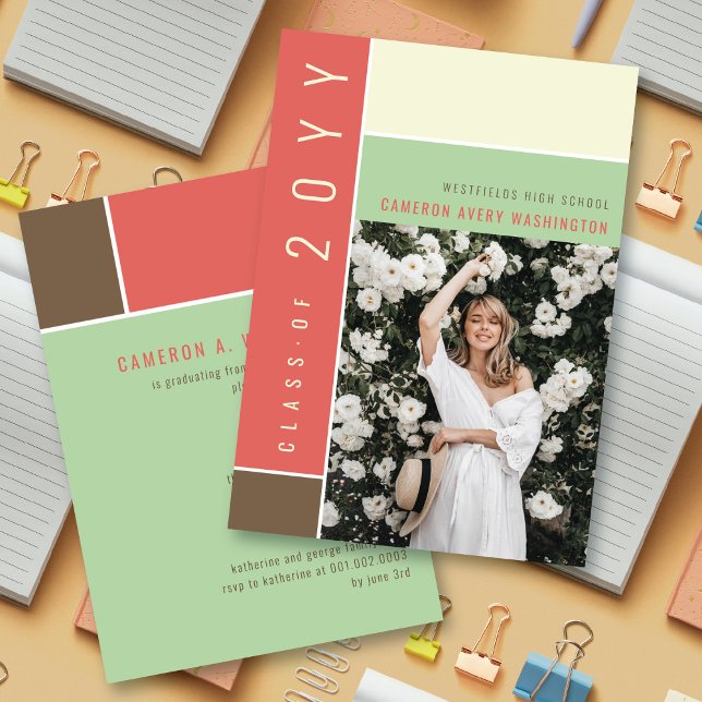 Invitación Mondrian Color Bloquea La Fiesta De Graduación De  (Subido por el creador)