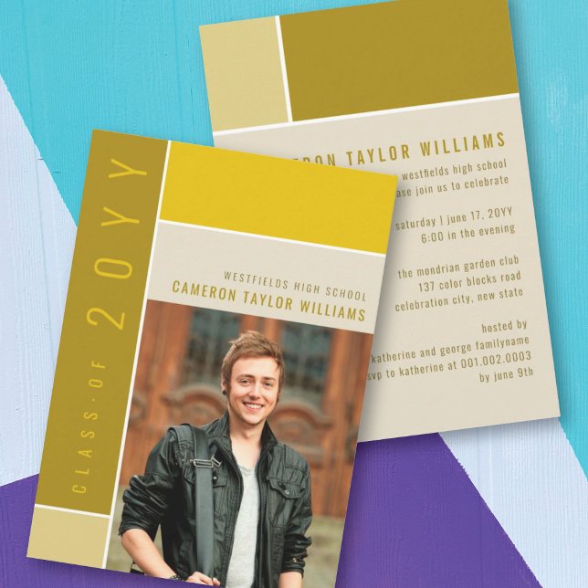 Invitación Mondrian Color Bloquea La Fiesta De Graduación De  (Subido por el creador)