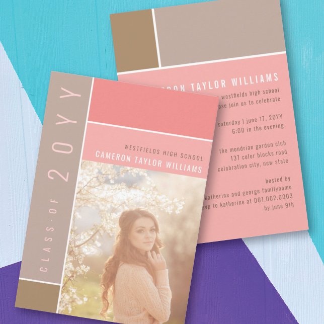 Invitación Mondrian Color Bloquea La Fiesta De Graduación De  (Subido por el creador)