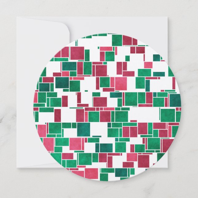Invitación Mondrian Navidades rojos y verdes audaces modernos (Anverso)