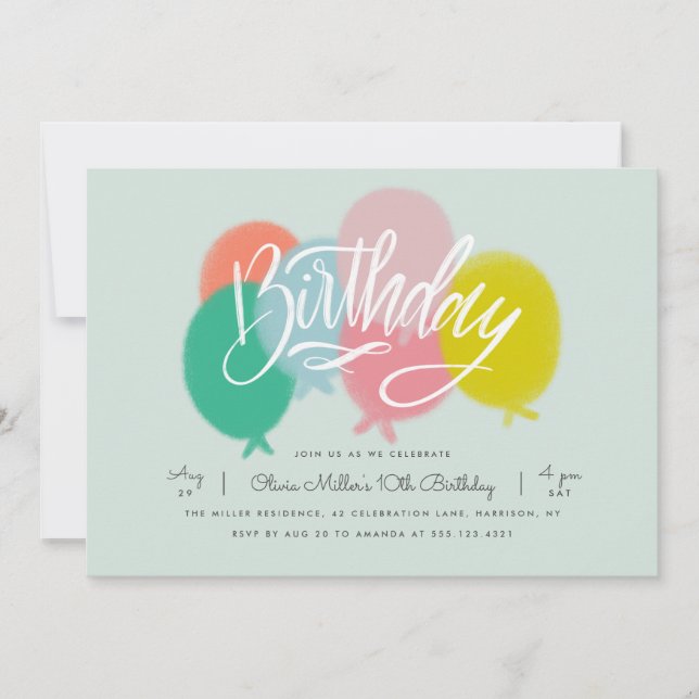 Invitación Moneda de la fiesta de cumpleaños de los Globos Br (Anverso)