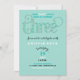 Invitación Moneda de tercer cumpleaños y Aqua se roció hace 3