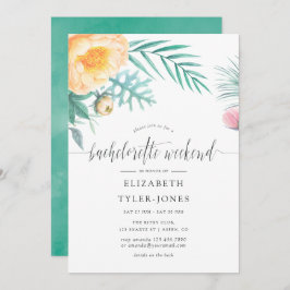 Invitación Moneda tropical Bachelorette Fin de Semana Itinera