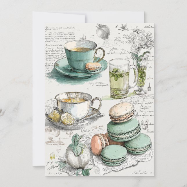 Invitación Moneda y Macarons | Minty Fresh (Anverso)