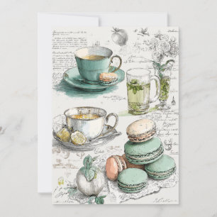 Invitación Moneda y Macarons   Minty Fresh