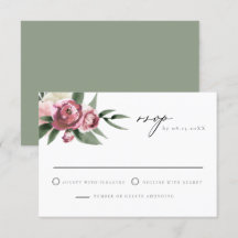 Monet - Dusty Pink Floral Garden Wedding RSVP