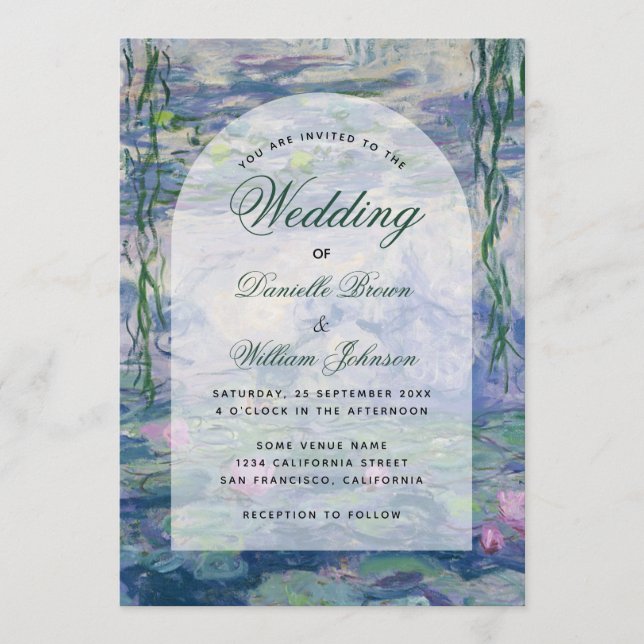Invitación Monet Floral Arch Elegant Wedding Water Lilies  (Anverso)