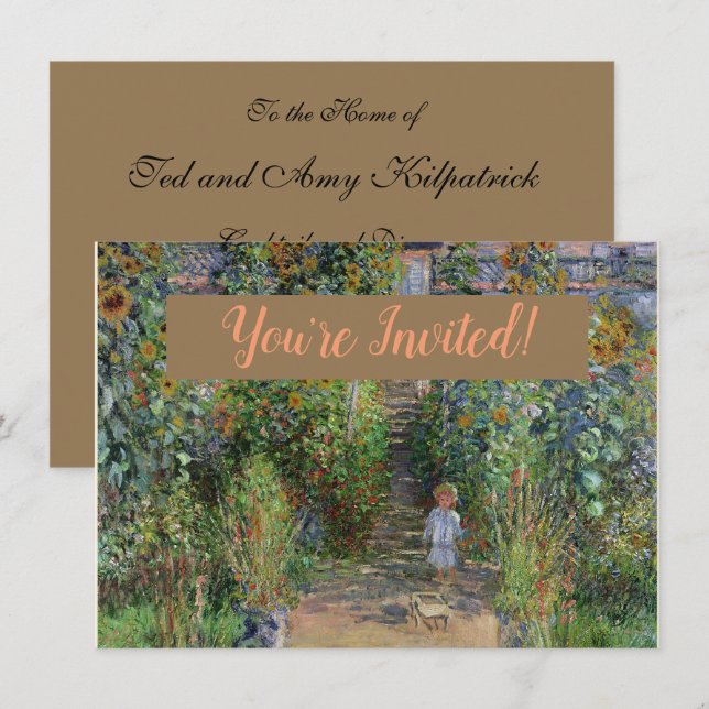 Invitación Monet Garden Vetheuil Impresionim Pintura (Anverso / Reverso)