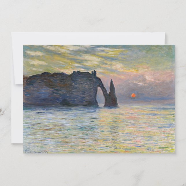 Invitación Monet - Manneport, acantilado en Etretat, Sunset (Anverso)