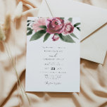 Invitación Monet - Mauve Rubor Floral Garden Wedding<br><div class="desc">Esta invitación a la boda incluye flores de rosa polvorientas de color agua y un diseño elegante y sencillo. Esta es la invitación perfecta para su jardín,  boda bohemio o romántico. Edite fácilmente la mayoría de las palabras para adaptarlas a sus necesidades.</div>