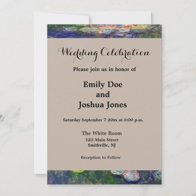 Invitación Monet Water Lilies Masterpiece Pintura (Anverso)