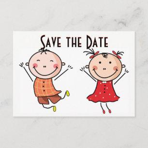 Invitación Monigotes Lindos para Anunciar la Fecha