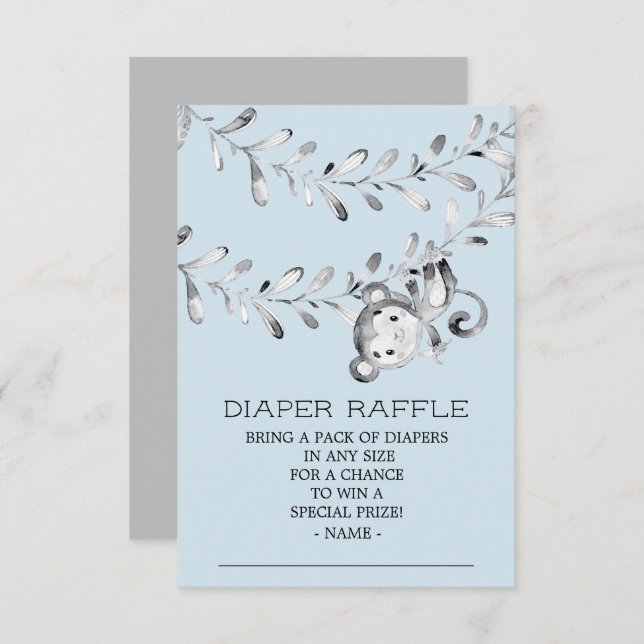 Invitación Monkey Baby Shower Diaper Raffle Ticket (Anverso / Reverso)