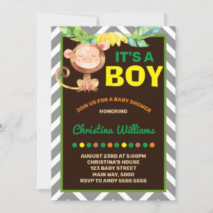 Invitación Monkey Boy Baby Shower Jungle