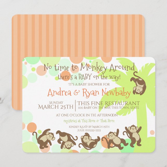 Invitación Monkey Jungle Baby Shower (Anverso / Reverso)