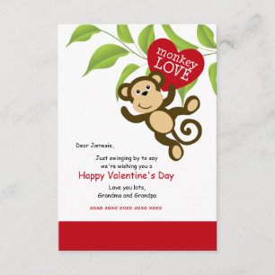 Invitación Monkey Love El día de San Valentín Card