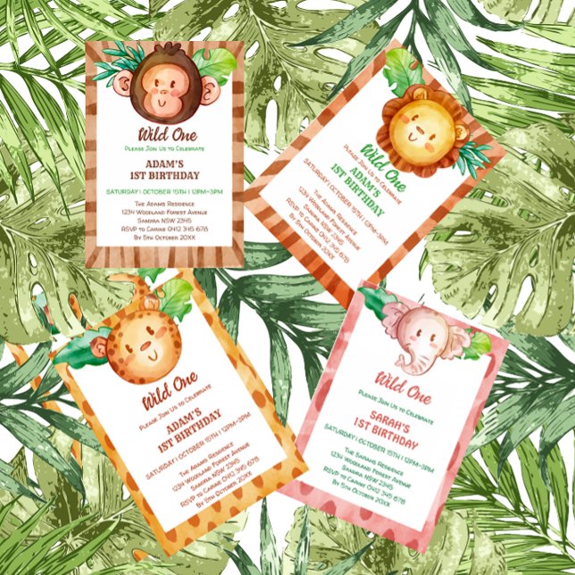 Invitación monkey safari salvaje un cumpleaños (Subido por el creador)
