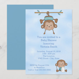Invitación Mono de Baby Boy Baby Shower