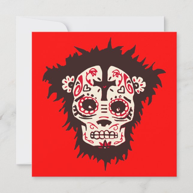 Invitación mono de cráneo de azúcar (Anverso)