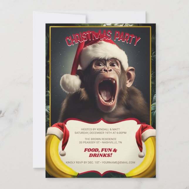 Invitación Mono de los navidades (Anverso)