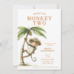 Invitación Mono Dos Segundo Cumpleaños