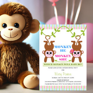Invitación Mono El Mono Ella El Género Revela Fiesta