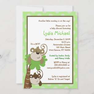 Invitación Mono Time 5x7 Palm Tree Jungle Baby Shower