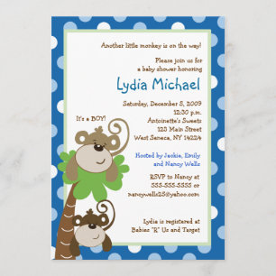 Invitación Mono Time 5x7 Palm Tree Jungle Baby Shower