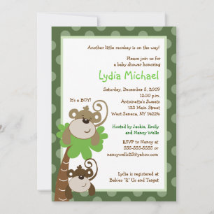 Invitación Mono Time 5x7 Palm Tree Jungle Baby Shower