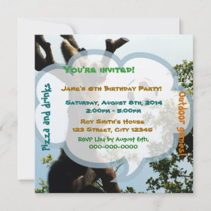 Invitación Mono y bola, fiesta de cumpleaños divertida