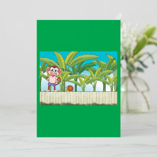 Invitación Mono y caracol en escena de selva tropical