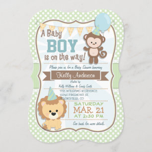 Invitación Mono y león bebé, invitado de Baby Shower de Paste
