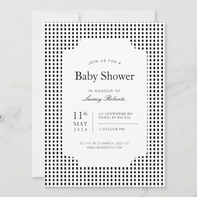 Invitación Monocromo Blanco Blanco Rectángulo blanco trenzado (Anverso)