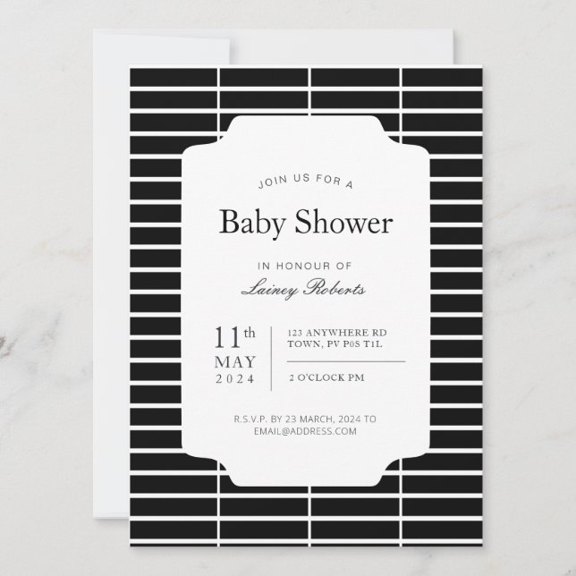 Invitación Monocromo Blanco Blanco Rectángulo blanco trenzado (Anverso)