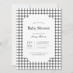 Invitación Monocromo negro cuadrado blanco geométrico plano