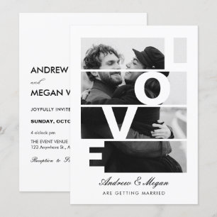 Invitación Monocromo simple elegante boda de fotos de amor