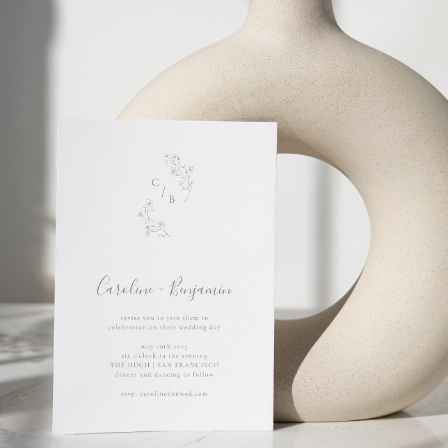 Invitación Monogram Boho Cherry Blossom Floral Art Wedding (Subido por el creador)