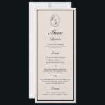 Invitación Monogram Classic Wedding Classic Long Menu Card<br><div class="desc">Monogram Wedding long menu card designed for a chic and timeless luxury reception. This elegant black classic menu reflects the quiet luxury and old money aesthetic loved by sophisticated brides planning formal estate or black-tie celebrations. Perfect for refined reception tables. Style with linen napkins, calligraphy place cards, or wax seal...</div>