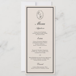 Invitación Monogram Classic Wedding Classic Long Menu Card
