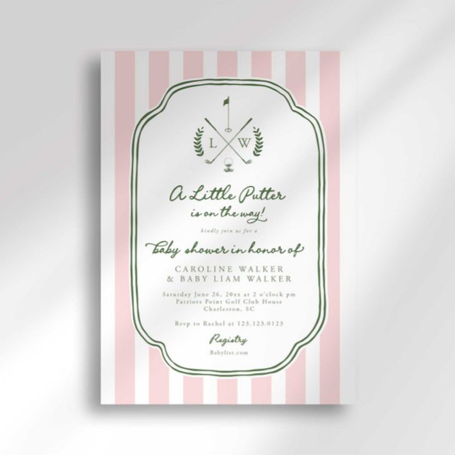 Invitación Monogram Little Putter on Way Golf Baby Shower (Subido por el creador)