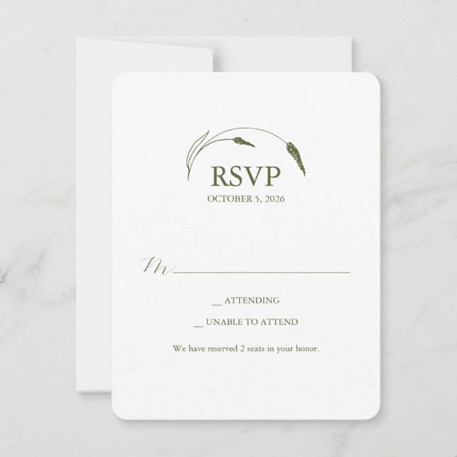 Invitación Monogram Moss Green RSVP Card (Anverso)
