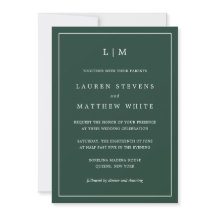 Monogram Simple Forest Green Wedding