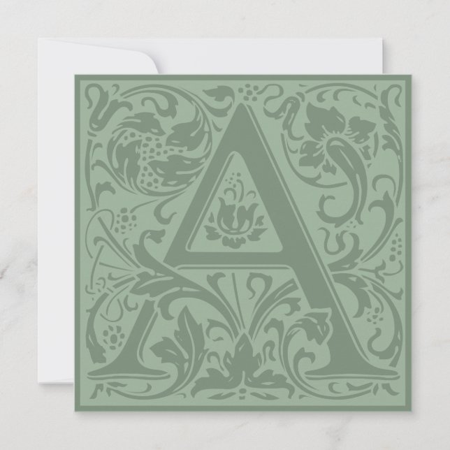 Invitación Monograma A de William Morris Floral (Anverso)