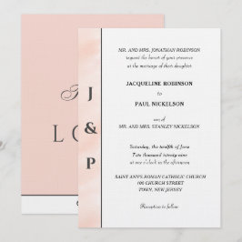 Invitación Monograma acuarela Minimalista Rosa 