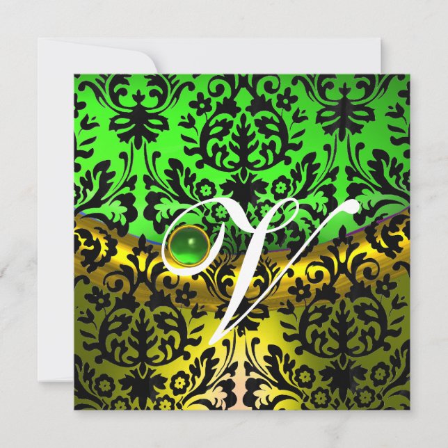 INVITACIÓN MONOGRAMA AMARILLO VERDE AMARILLO NEGRO AMARILLO (Anverso)