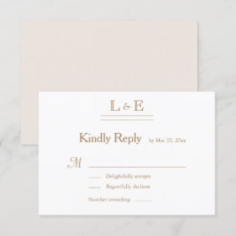 Invitación Monograma Ampersand Boda de Oro Blanco Marfil RSVP
