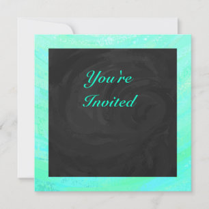 Invitación Monograma azul y negro de hielo de menta