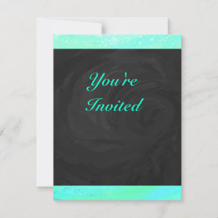 Invitación Monograma azul y negro de hielo de menta