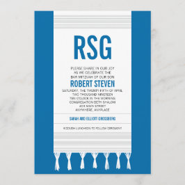 Invitación Monograma Banda blanca Tallit Bar Mitzvah