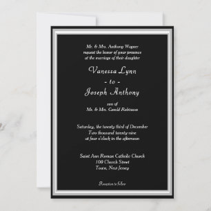 Invitación Monograma Blanco negro formal